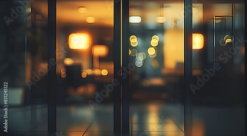Low-light, abstract photograph of a business room with two light sources creating a sense of mystery.