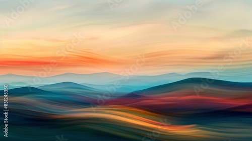 Abstract colorful mountain sunset landscape