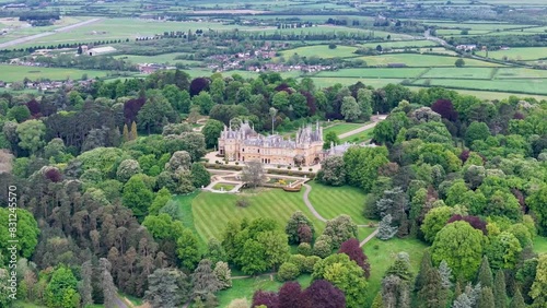 Aerial view of Waddesdon Manor in the village of Waddesdon, Buckinghamshire, England, UK photo