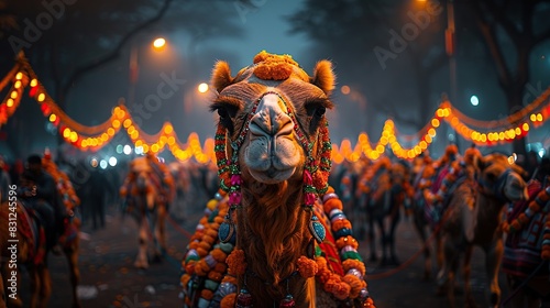 Decorated camel for Eid ul-Adha procession  photo
