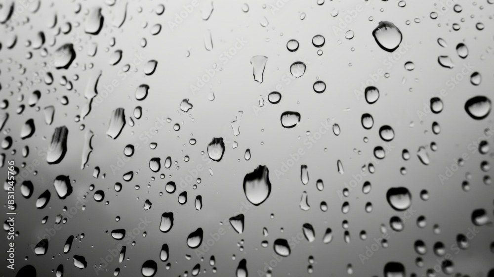 Rain water drops on the glass. Raindrops on window texture