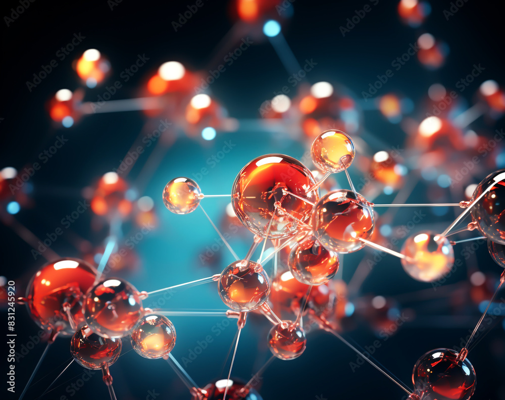 Atom or molecule structure on digital background