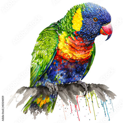Featuring a cascade of watercolor hues, 'Feathers of Fantasy' is an illustration that immortalizes the majestic form of a parrot in an explosion of imaginative colors