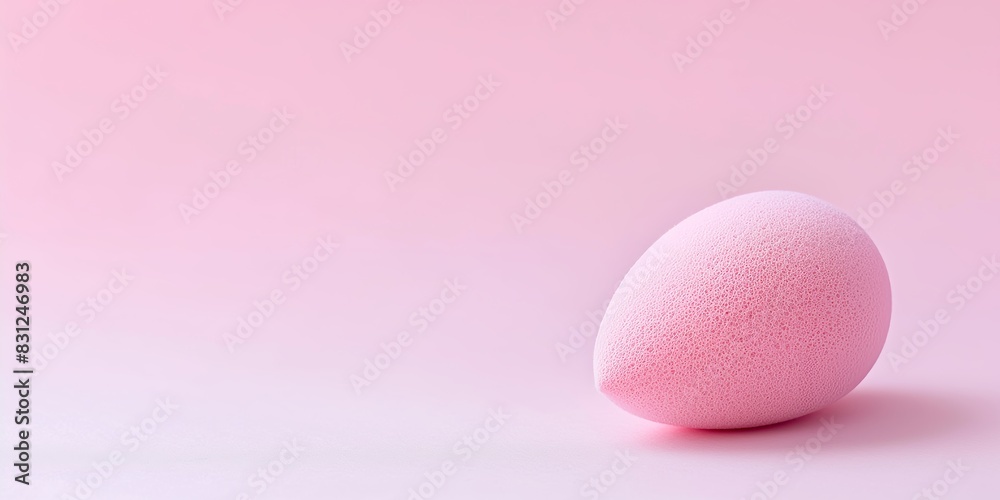 Aesthetic close-up image of a pink makeup sponge placed on a soft pastel pink background, showcasing its smooth texture and modern, minimalist design. Aesthetic close-up image of a pink makeup sponge placed on a soft pastel pink background, showcasing its smooth texture and modern, minimalist design.