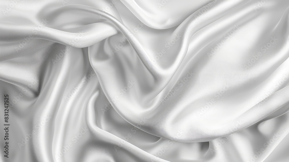 Fototapeta premium Elegant white satin texture with subtle gray hues and a natural, soft blur, ideal for a sophisticated background --ar 16:9 Job