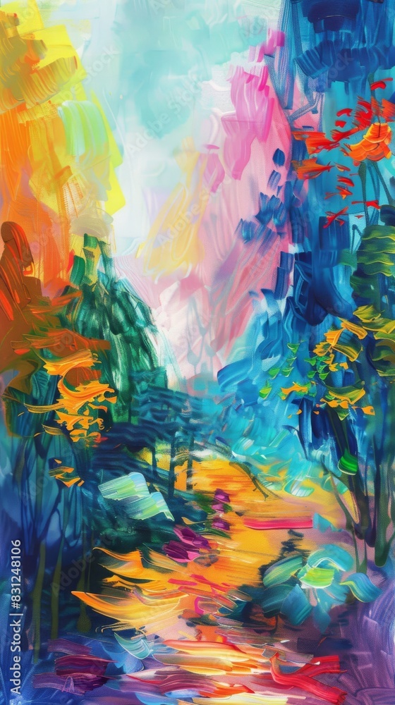 Vivid abstract artistic landscape painting