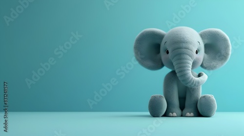 3D Animated Elephant Calf Expressing Sadness Through Its Tears and Trunk Covered Eyes