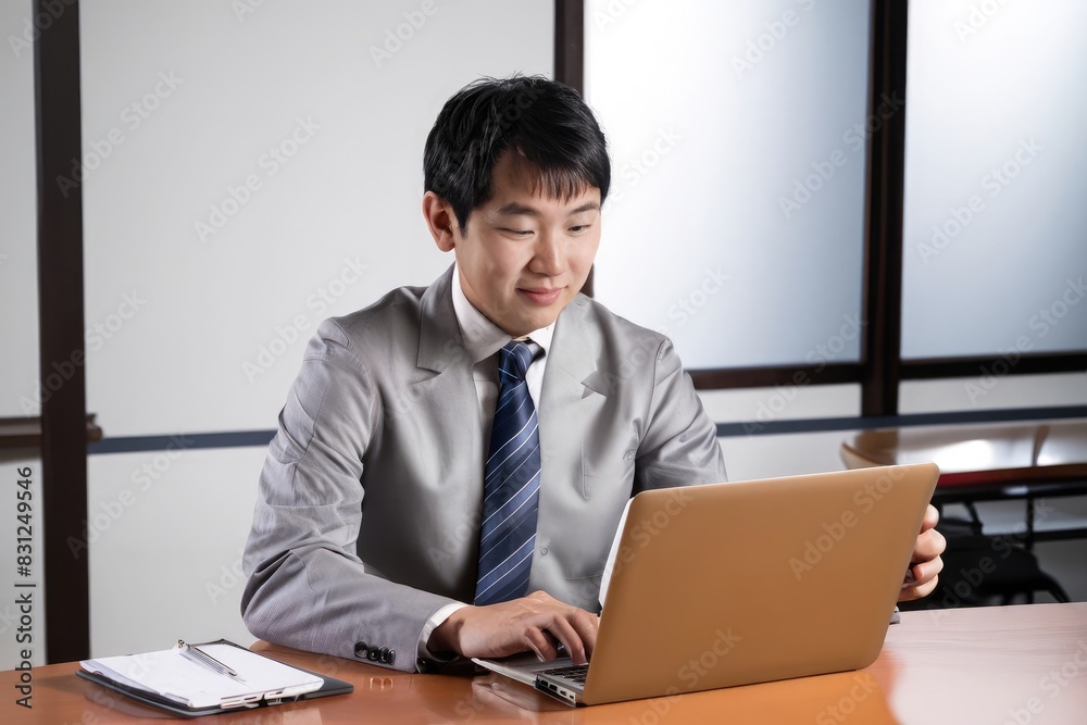 businessman working on laptop computer businessman working on laptop computer