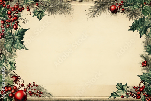 Obraz na płótnie luxury vintage letter border with christmas style red and green toned,ultra details,empty space w salonie