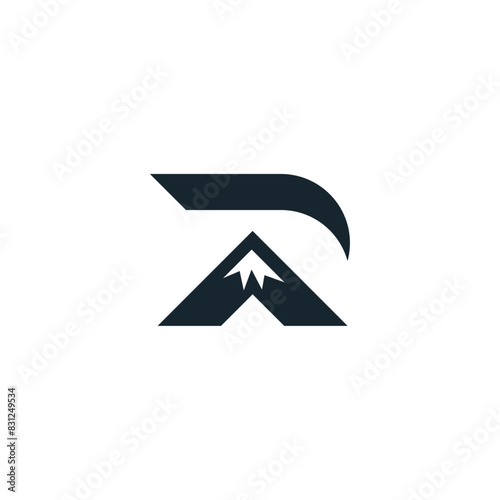 Letter R and Mountain Logo Design