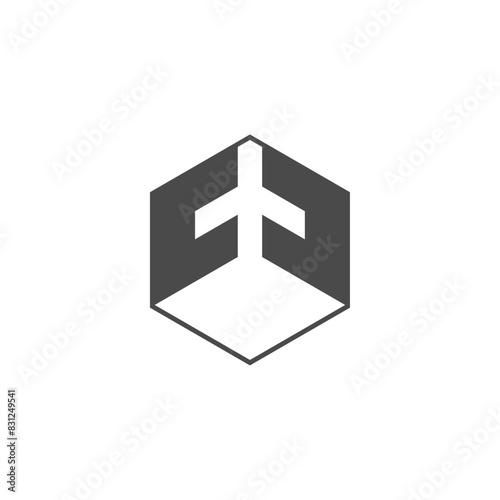 aircraft and hexagon logo design