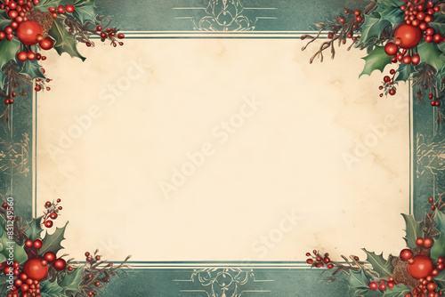 Obraz na płótnie luxury vintage letter border with christmas style red and green toned,ultra details,empty space w salonie
