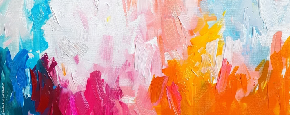 Colorful abstract painting showcasing a blend of vivid hues and expressive brush strokes