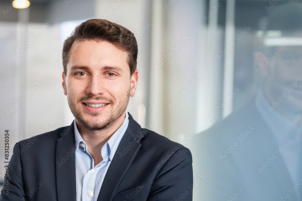 portrait of a smiling businessman, handsome manager in office portrait of a smiling businessman, handsome manager in office