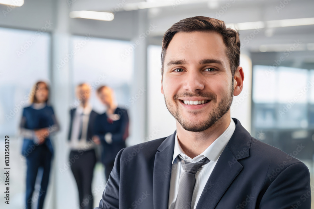 portrait of a smiling businessman, handsome manager in office portrait of a smiling businessman, handsome manager in office
