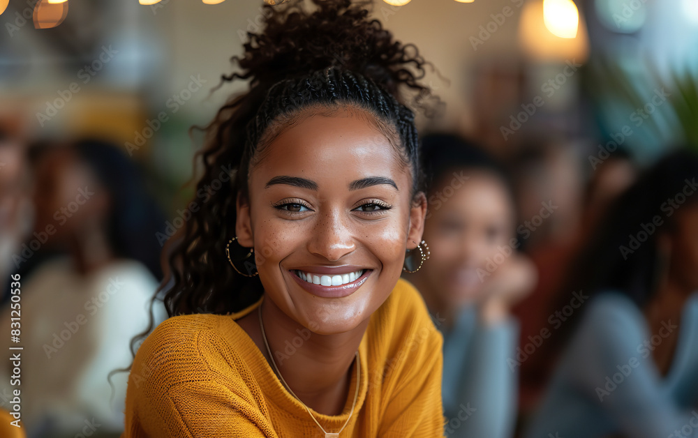 Smile, portrait and a woman in a meeting at work for business, workshop or a seminar Smile, portrait and a woman in a meeting at work for business, workshop or a seminar