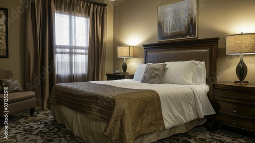 Sophisticated guest bedroom with a comfortable queen bed, elegant furnishings, and hotel-inspired amenities, ensuring a welcoming stay for visitors