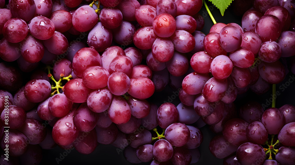 Close up of organic red grapes with water drops. Close up of organic red grapes with water drops.