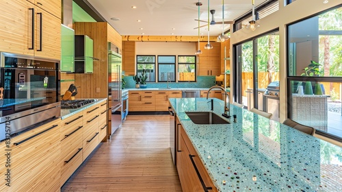 Modern open kitchen with an eco-friendly focus