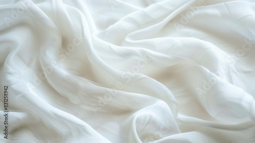 Blurred white fabric texture with a soft, abstract design, perfect for creating a gentle and soothing background