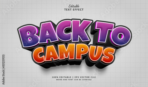 Back to Campus Editable Text Effect STyle 3d Cartoon