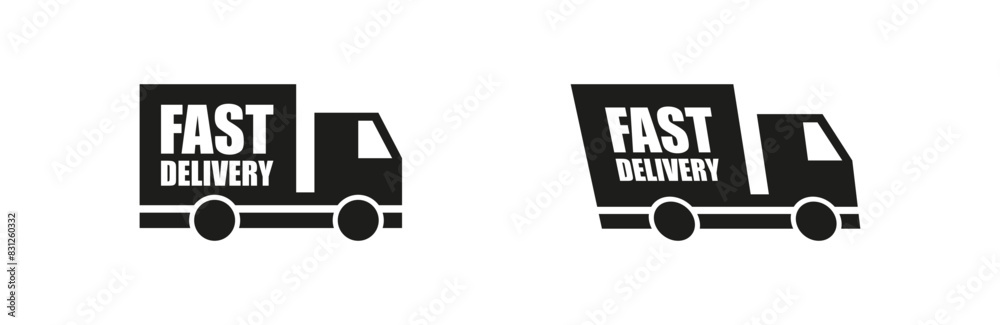 Fast delivery vector icon set. Car logistics moving. Express post deliver icons. Fast delivery vector icon set. Car logistics moving. Express post deliver icons.