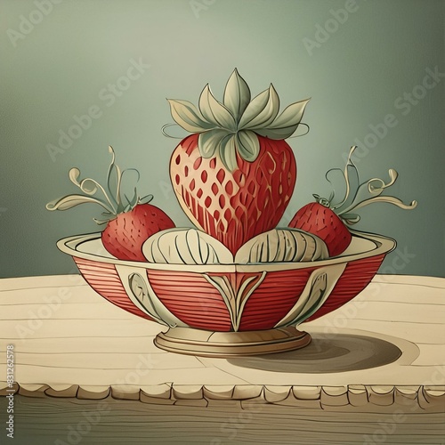 cup of tea with strawberry fruit fresh ai generative 