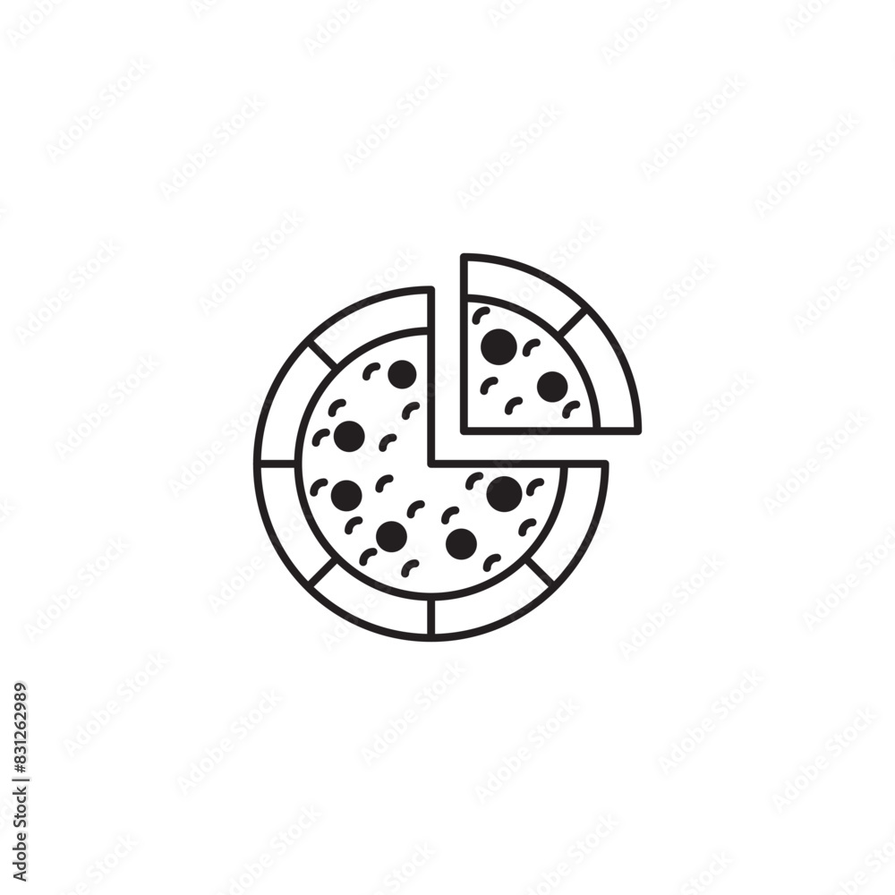 Pizza icon design with white background stock illustration Pizza icon design with white background stock illustration