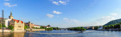 Panorama of the Vltava river from Charles Bridge