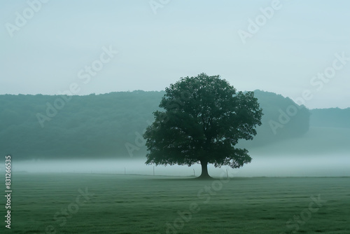 Misty Morning in a Peaceful Meadow