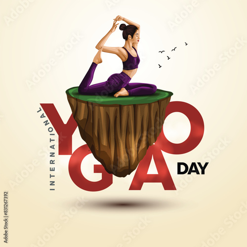 international yoga day. yoga body posture. group of Woman practicing yoga. vector illustration design
