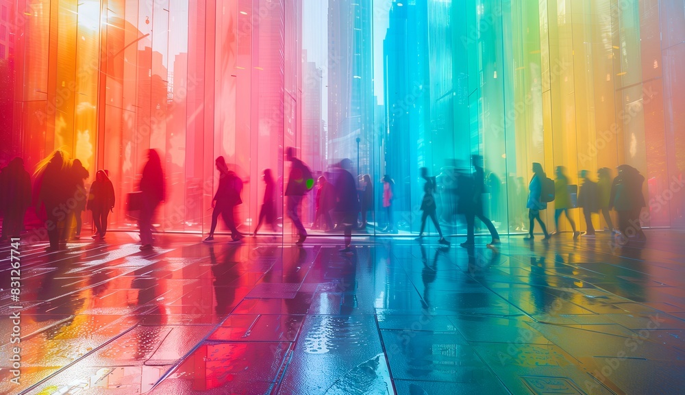 Fast moving and busy people in the city. LGBT concept. Fast moving and busy people in the city. LGBT concept.