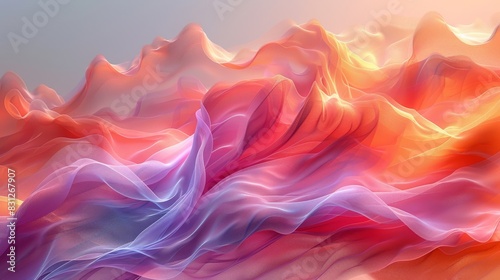Vibrant waves of color simulate a flowing silk texture in a dynamic abstract background
