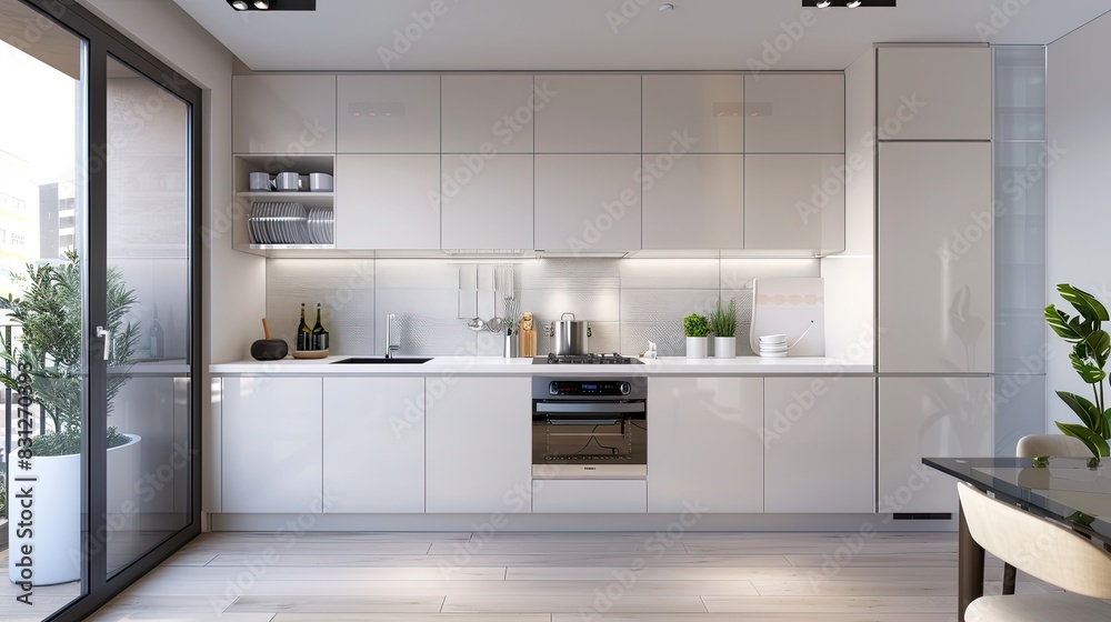 Sleek open kitchen with a clean and simple layout