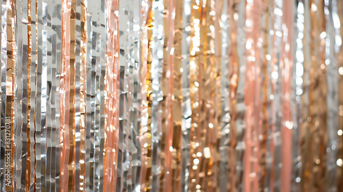 Shimmering metallic streamers create a festive backdrop for any celebration.
