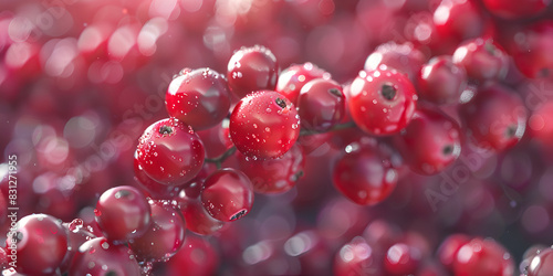Close up a one cranberry isolated with soft background,  Cranberries horizontal background.

