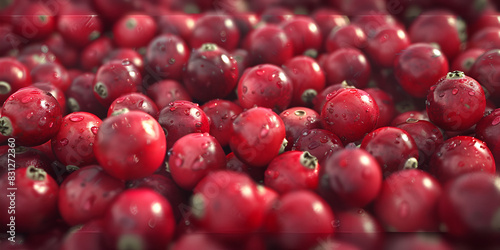 Seamless pattern photograph of fruits and berries background cranberries.
