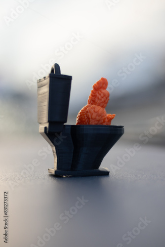 Small chicken in a toilet 3d printed