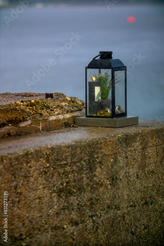Lantern lit at the harbour