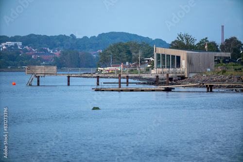 Bathing bridge in the fjord in denmark.