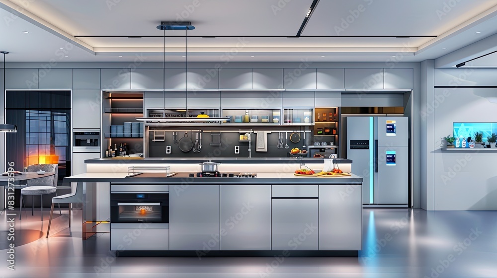 Sleek open kitchen with a high-tech design Sleek open kitchen with a high-tech design