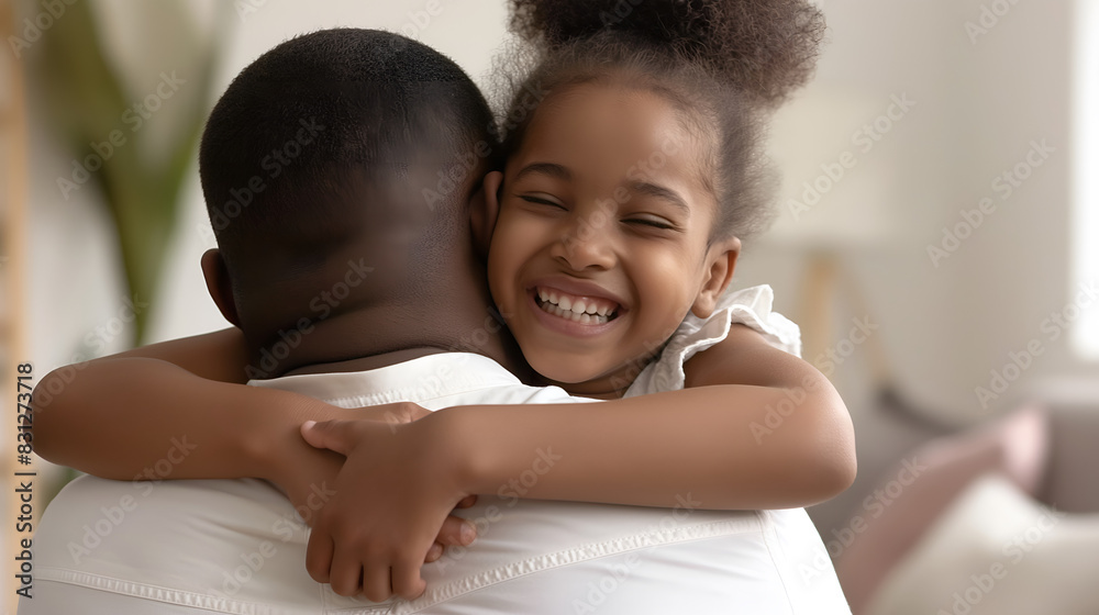 African father hugging his daughter. Happy father day concept. African father hugging his daughter. Happy father day concept.