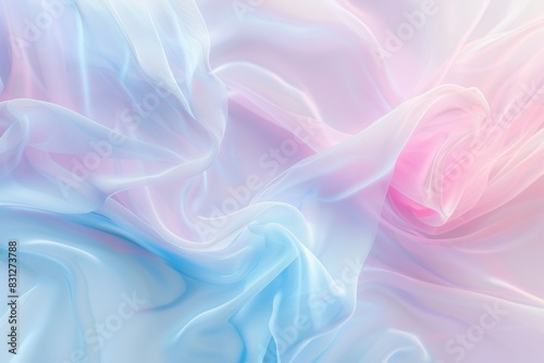 Abstract pastel blue and pink background with soft waves of fabric