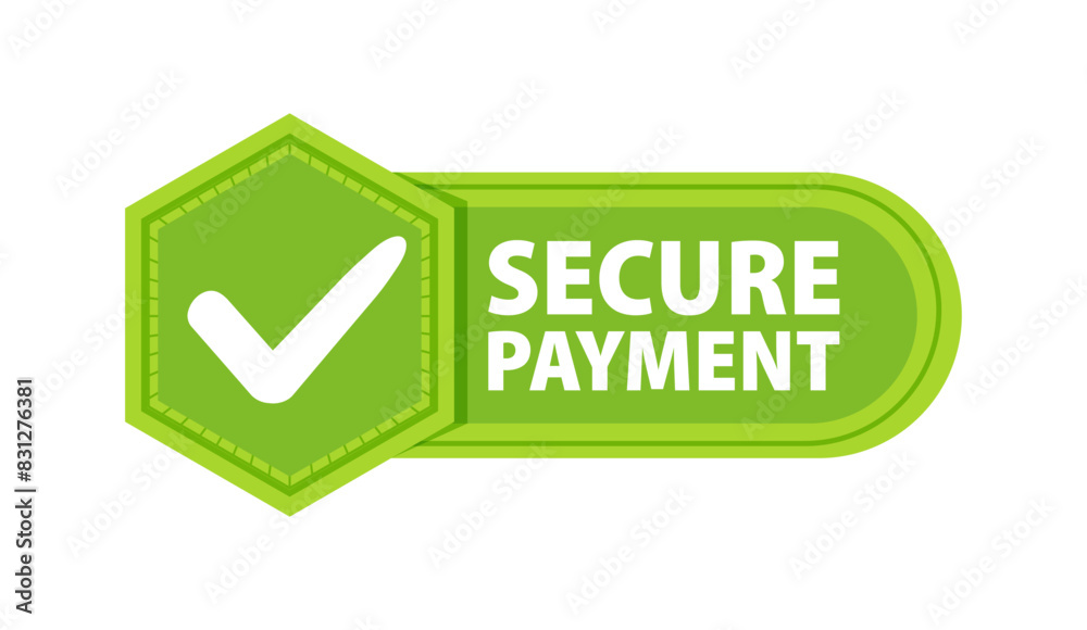 Secure payment Badge with a check mark. Label or sticker Secure payment Badge with a check mark. Label or sticker