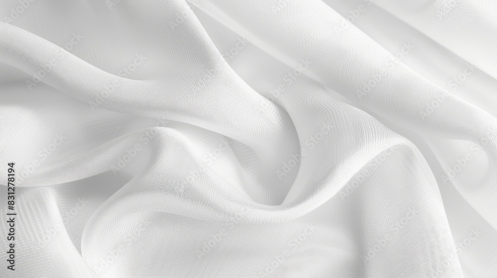 Abstract white fabric texture background with a smooth, blurred effect, ideal for a soft and elegant visual