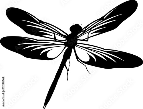illustration with insect silhouette isolated on white background. AI generated illustration.
