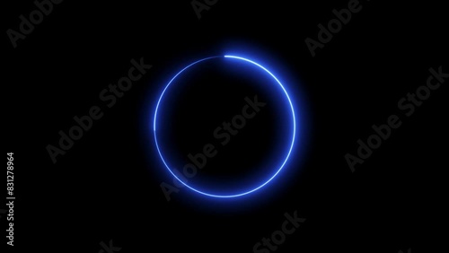 Abstract beautiful neon light glowing circle frame background 4k animation.