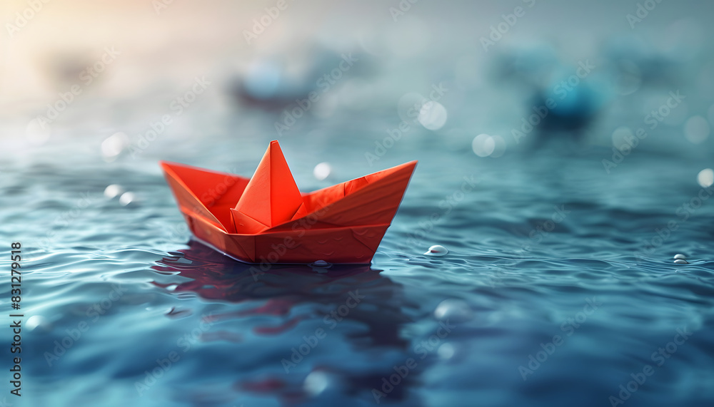 A paper boat floats on a serene water surface, symbolizing hope and tranquility. A paper boat floats on a serene water surface, symbolizing hope and tranquility.