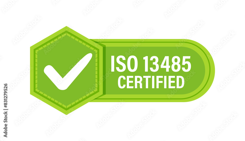 ISO 13485 Quality Management Certification Badge. Vector illustration ISO 13485 Quality Management Certification Badge. Vector illustration