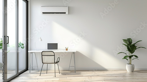 Minimalist style white modern interior home and study design
